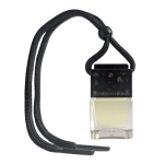 Small clear glass bottle with black lid containing reed diffuser block. The oil liquid inside of the glass is inspired by Yankee Candle Summer Scoop